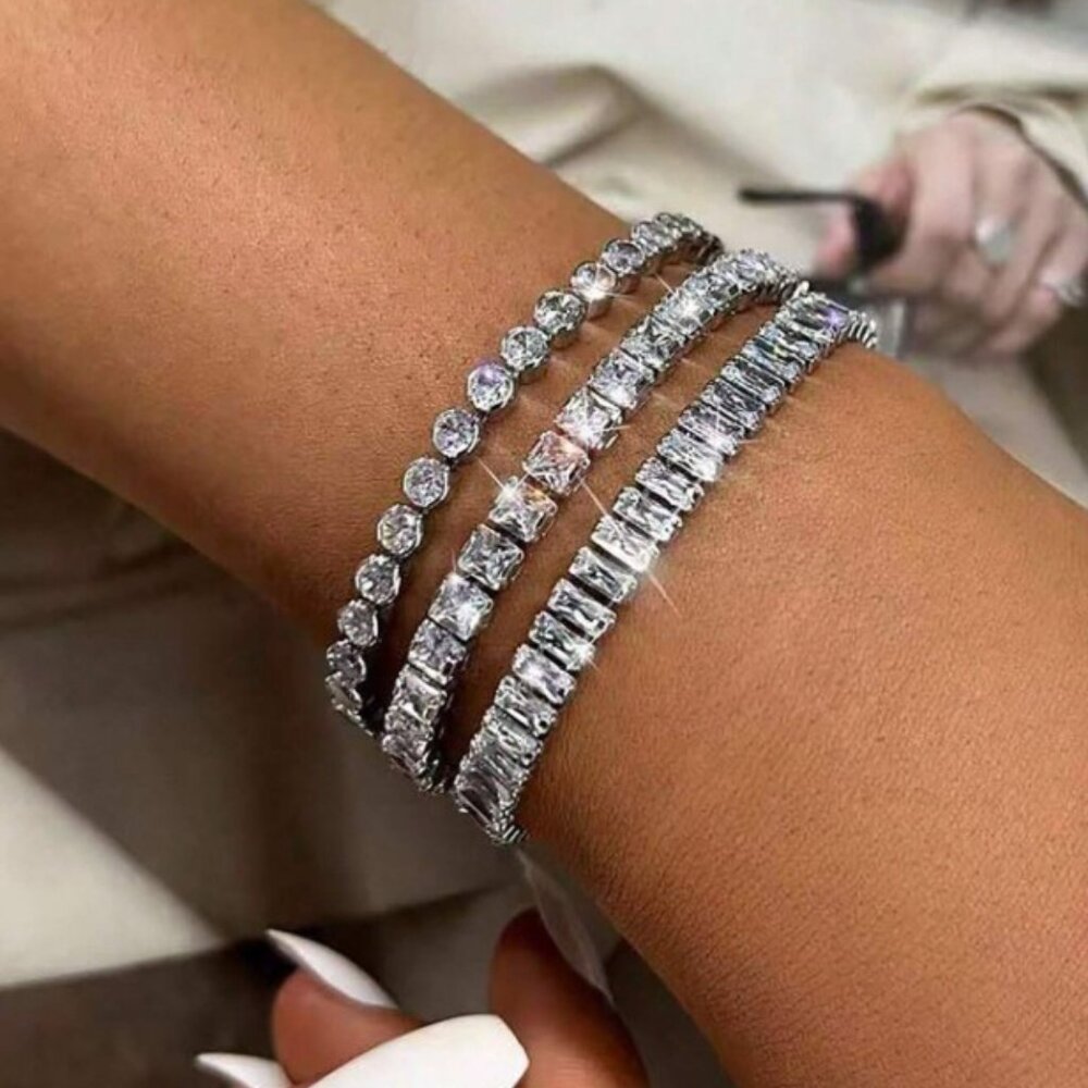 Dazzling Silver Bracelet Trio